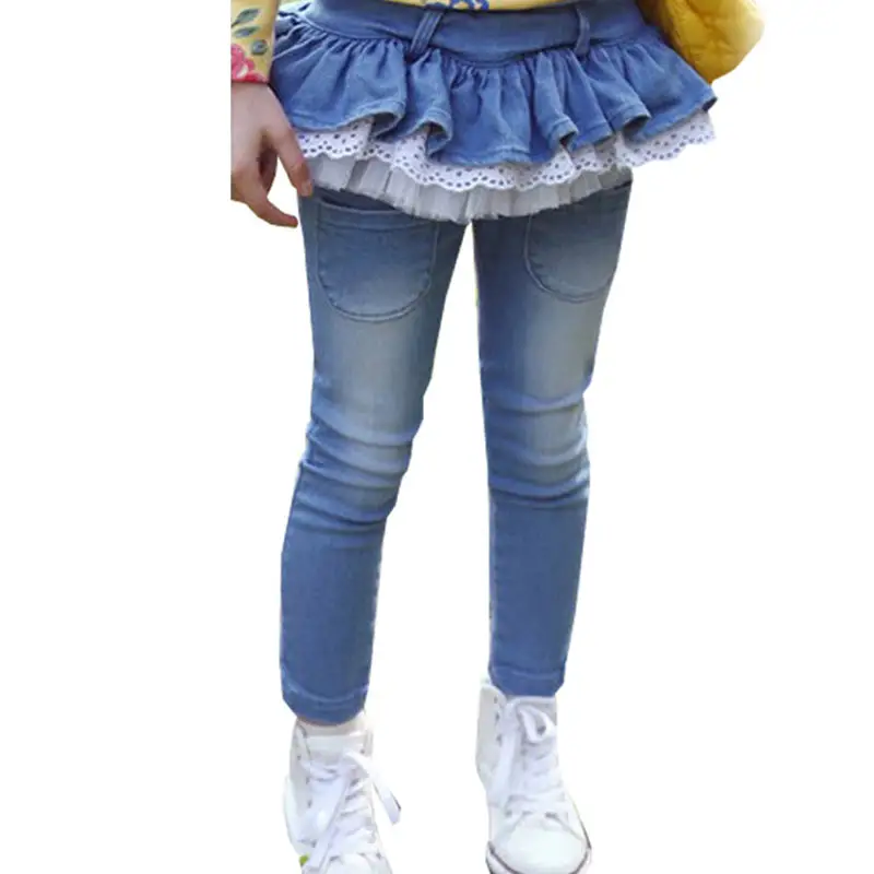 2020 new fashion spring and summer blue Girls Long Denim Pants Kids Tutu Skirt Jeans For Girls