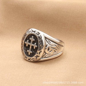 Men's Antique <b>Cross</b> <b>Ring</b> Retro <b>Silver</b> Stainless Steel Punk Style Jewelry Gift - Product Image 4