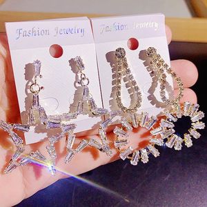 Mixed Wholesale Luxury Exaggerated <b>Earrings</b> 925 Silver Needle Long Tassel <b>Earrings</b> Diamond Bow Rhinestone Crystal Earing Drop - Product Image 4