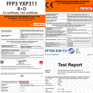 Respirant et respectueux de la peau CE <span class=keywords><strong>EN</strong></span> <span class=keywords><strong>149</strong></span> <span class=keywords><strong>FFP2</strong></span> <span class=keywords><strong>Masque</strong></span> respiratoire anti-poussière écologique jetable avec tissu non tissé à 4 plis - Product Image 3