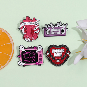Nette Geist Emaille Pins Benutzer definiert Ich liebe HORROR Broschen Revers Abzeichen Kleidung Halloween Punk Schmuck Geschenk für Freunde - Product Image 2