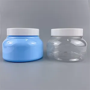 500 ml nhựa vật nuôi ánh sáng màu xanh trên khuôn mặt sạch hơn Jar trong suốt dày tường cơ thể giữ ẩm Kem Mặt Kem Tank