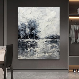 100% toile de <span class=keywords><strong>paysage</strong></span> moderne de haute qualité peinte à la main en <span class=keywords><strong>noir</strong></span> <span class=keywords><strong>et</strong></span> <span class=keywords><strong>blanc</strong></span> pour la décoration de la maison - Product Image 1