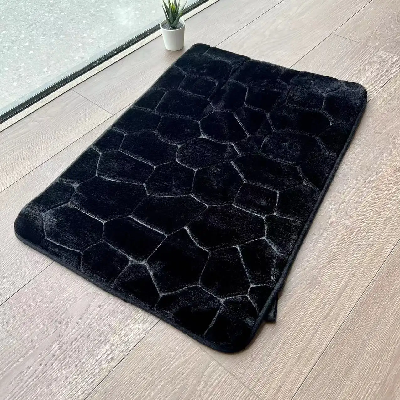 Alfombra de baño antideslizante con relieve de adoquines de franela personalizada 75*45 cm alfombra de baño de espuma absorbente de agua gruesa