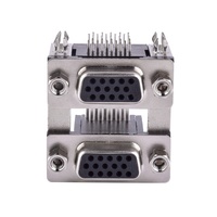 Conector VGA de Doble Capa CHUANGQIN CQ-D-SUBSC1515, D-SUB de 15 Pines 5.08 Hembra-Hembra con Tornillo, Conector de Video para Placa Base