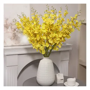 Xw2023002 ev dekorasyon gerçek dokunmatik sahte ipek sarı dans orkide yapay tek çiçekler