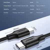 UGREEN PD 60W USB C ke Type C Kabel Data Pengisian Cepat QC 3.0 100cm Kabel Pengisi Daya USB C untuk Samsung iPhone