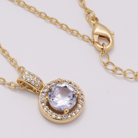 Collier Pendentif Halo en Zircon Cubique Taille Brillante Personnalisé en Gros, Bijou Scintillant en CZ avec Fermoir Mousqueton et Rallonge