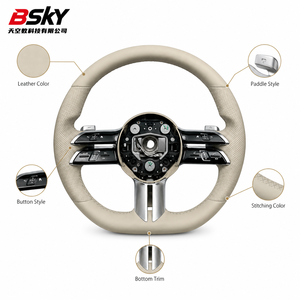 Volante de Cuero Premium para Mercedes-Benz W205 C300 C63 W213 E 300 W22 2 S 500 X2 53 GLC 300 C2 53 <span class=keywords><strong>G</strong></span> LC43 <span class=keywords><strong>A205</strong></span> C205 Beige - Product Image 1