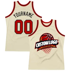 Custom Vers Rood-Zwart Authentieke Throwback Basketbalvest Ademend Snel Droog Basketbalshirt Groothandel Basketbalshirts