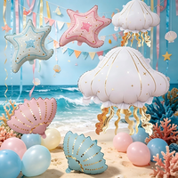 Feiyue Fournitures de Fête Thème Anniversaire Océan, Ensemble de 5 Ballons en Aluminium Coquillage Étoile de Mer pour Décoration de Fête d'Anniversaire CE/CPC
