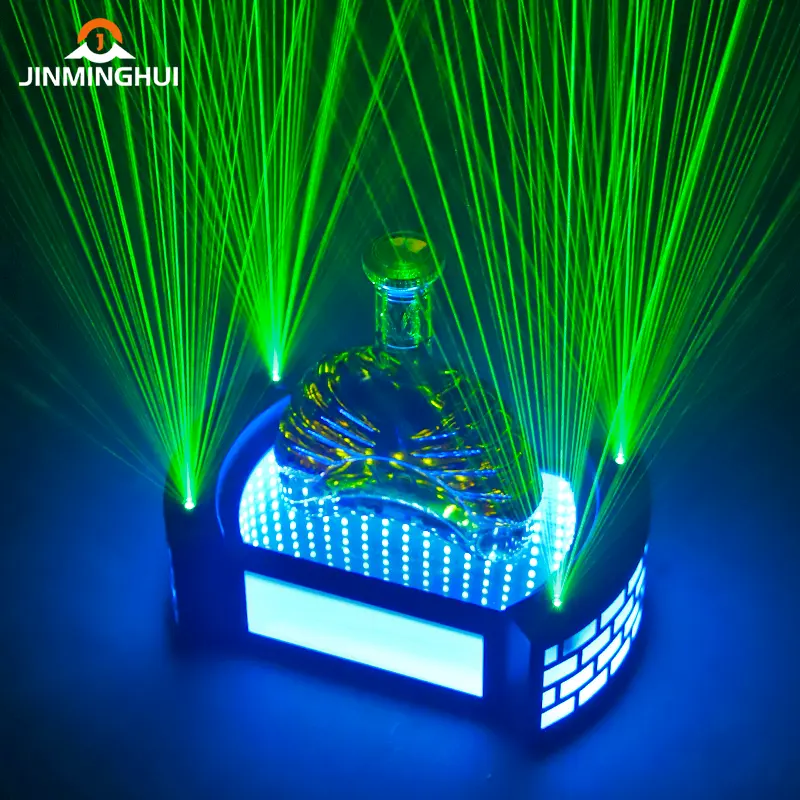 Suporte de exposição com logotipo para licor em aço inoxidável LED RGB, garrafa com luz LED com cores mudadas, luminária a laser