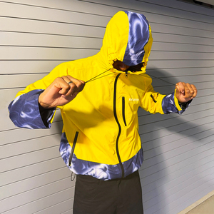 Veste coupe-vent personnalisée OEM avec fermeture éclair, respirante, imprimée numériquement, design patchwork, en nylon, pour hommes - Product Image 2