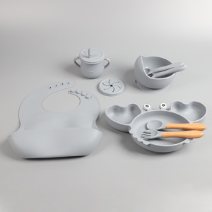 Service OEM ODM Eversoul, ensemble de vaisselle pour bébé en silicone de 9 pièces en forme de crabe, compatible micro-ondes, assiette pour bébé, ensemble d'alimentation pour bébé pour enfants - Product Image 2