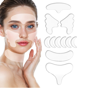 Adhesivo de silicona de grado médico antienvejecimiento, 11 Uds., almohadillas antiarrugas para el cuello y el pecho seguras para la piel, parches antiarrugas faciales reutilizables para la noche - Product Image 1