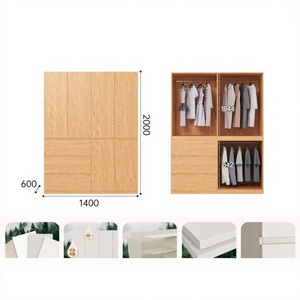 XHA Solid Wood Segmented <b>Wardrobe</b> Oak Finish Contemporary Modern Design 8 Drawers Home Bedroom Master Bedroom Hotel Living Room - Product Image 3