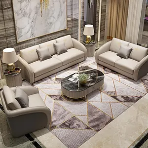 Роскошный кожаный комплект мебели для гостиной, диван и чайный столик