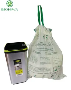 Компостируемые экологически чистые биоразлагаемые пакеты для мусора на шнурке