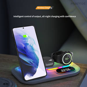 Base de Carga Inalámbrica 4 en 1 de 15W 10W, Soporte para PC con Carga Rápida, Luz RGB, Reloj Digital, para Teléfono, Reloj, Auriculares, 30W - Product Image 5