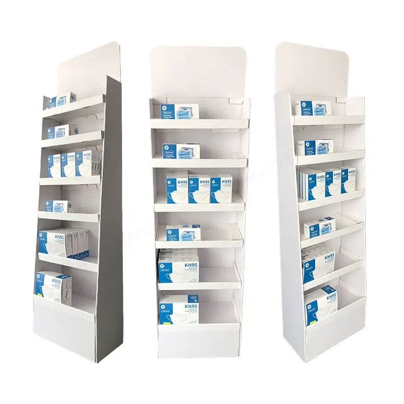 Impressão personalizada Dobrável POP Floor Paper Stand Retail Cardboard Ondulado Display Stand