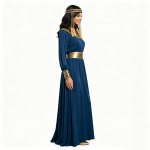 Vestido de Diosa <span class=keywords><strong>Egipcia</strong></span> con Cobertura Total, Estilo Modesto, Azul Marino con Adornos Dorados, <span class=keywords><strong>Manga</strong></span> <span class=keywords><strong>Larga</strong></span>, Largo hasta el Suelo, <span class=keywords><strong>Disfraz</strong></span> de Cleopatra - Product Image 2