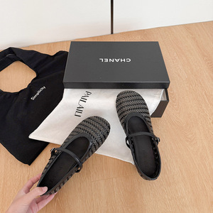 Nouvelles Chaussures d'été 2026 pour Femme, Talon Discret 5 cm, Tissées et Évidées, Style Rétro Français Niche, Décolleté Bas, Ballerines Décontractées Quotidiennes - Product Image 2