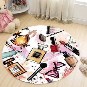 Tapis rond à imprimé doré, accessoire de sol pour chambre à coucher de fille, décoration de zone de Table basse