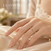 Bague Cœur Plaqué Or 18K LUOYUNE pour Femme, Exquise avec Zircons Pavés, Cœur Creux, Anneau Ouvert Ajustable, Bijou