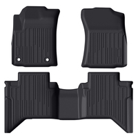Tapis de sol de voiture 3D TPE de luxe Easy Clean, épaisseur 2,5 mm, toutes saisons, ensemble de 3 pièces, compatible avec Toyota Hilux 2015-2025