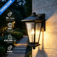 Lámpara de Pared Exterior LED de Aluminio Fundido Negro, Resistente a la Intemperie IP44, con Efecto de Ondas de Agua, E26, para Patio y Villa