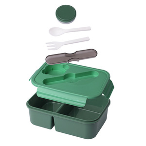 Lonchera Rectangular de Plástico con Tres Compartimentos para Microondas, Lonchera para Estudiantes con Compartimento para Frutas y Ensaladas y Contenedor para Salsas - Product Image 5