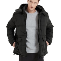 Veste matelassée épaisse à capuche et col montant zippé, brodée et enduite sur mesure, grande taille, décontractée, pour homme, hiver, service OEM Chine