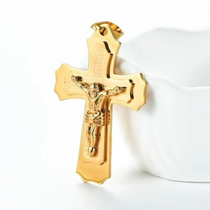 1 pendentif croix chrétienne en acier inoxydable pour femmes et hommes - Product Image 1