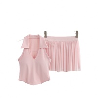 Set Yoga Nyaman Wanita Musim Panas Terbaru Atasan Kerah Polo dengan Bantalan Dada dan Model Draped, Set Yoga yang Nyaman