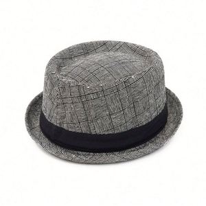 Chapeau Fedora Pork Pie Rétro Britannique Rayé Style Gentleman pour Homme et Femme, Promotionnel, Sérigraphie pour Bureau - Product Image 4