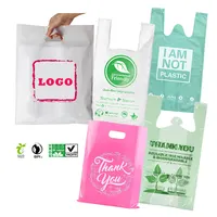 Bolsa de transporte biométrica, bolsa de camiseta biodegradável usável, compostável, saco de plástico com logotipo