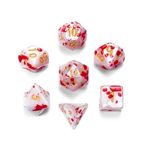Custom Made Bloodstained Acrylic Pearl Dice DND Role Playing Game Dice Set for Club