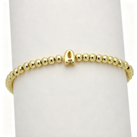 Bracelet à perles lettres bulles couleur or pour femme, bijou initial alphabet tendance, vente en gros