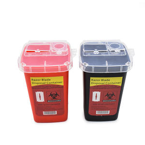 Cubo de reciclaje de cuchillas ecológicas desechables Longxin, caja de herramientas afiladas, cubo de basura cuadrado de plástico Rojo Negro, modelo, venta al por mayor - Product Image 1