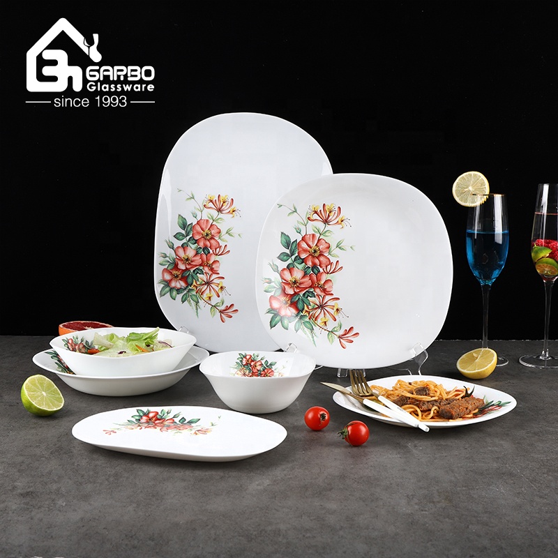Square Glassware Square Glass Dinner Set Microwave Safe Eco
