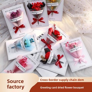 Tarjeta de Felicitación con Flores Preservadas, Tarjeta Plegable con Flores Secas, Mini Ramo, Regalo Romántico de San Valentín, Tarjetas de Felicitación para Negocios - Product Image 2