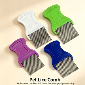 Peigne <span class=keywords><strong>anti</strong></span>-puces et <span class=keywords><strong>poux</strong></span> pour animaux de compagnie, durable, antirouille, professionnel, en acier inoxydable, pour le nettoyage du pelage, élimine efficacement les nitres 04p - Product Image 1