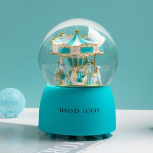 Sfera di Neve Musicale Personalizzata/Ingrosso 45 55 65 80 <span class=keywords><strong>100</strong></span> mm Carosello di Marchio di Lusso Sfera d'Acqua in Resina di Cristallo Souvenir per Regalo Aziendale - Product Image 2