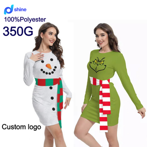 Nouvelle robe décontractée sexy de style européen et américain, imprimée et brodée, pour fête de Noël - Product Image 1