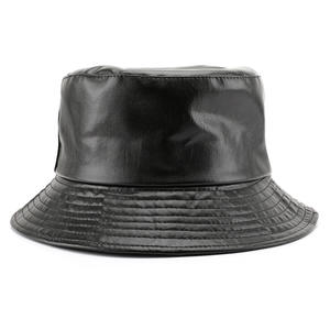 Topi Bucket uniseks topi hujan kulit PU topi Anti angin kulit Vegan topi pinggir lebar nyaman musim dingin satu ukuran topi wanita - Product Image 1