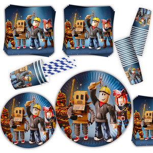 Thế giới ảo mới roblox chủ đề tiệc sinh nhật biểu ngữ trang trí bánh toppers bóng bay Đĩa Giấy đặt cốc Khăn ăn Bộ đồ ăn - Product Image 4