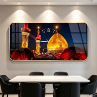 Décoration d'intérieur, art abstrait, cadre en porcelaine de cristal arabe, impression d'image murale, calligraphie islamique moderne, horloge murale, peinture murale
