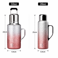 Bouteille d'eau en titane pur de luxe personnalisée, isolée sous vide, anti-fuite, 26/32 oz, avec couvercle, infuseur à thé et poignée, idéale pour cadeau d'affaires