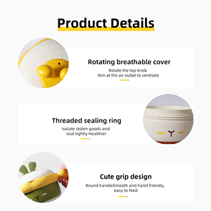 Bol thermos pour bébé en forme de lapin mignon, bol d'alimentation pour bébé antidérapant et détachable, adapté aux <span class=keywords><strong>repas</strong></span> chauds et à une utilisation en extérieur - Product Image 2