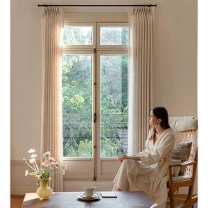 Rideaux de chambre d'enfant blancs anti-jaunissement à plis froncés, doux et filtrant la lumière, pour chambre de bébé et d'enfant, échantillon gratuit - Product Image 3